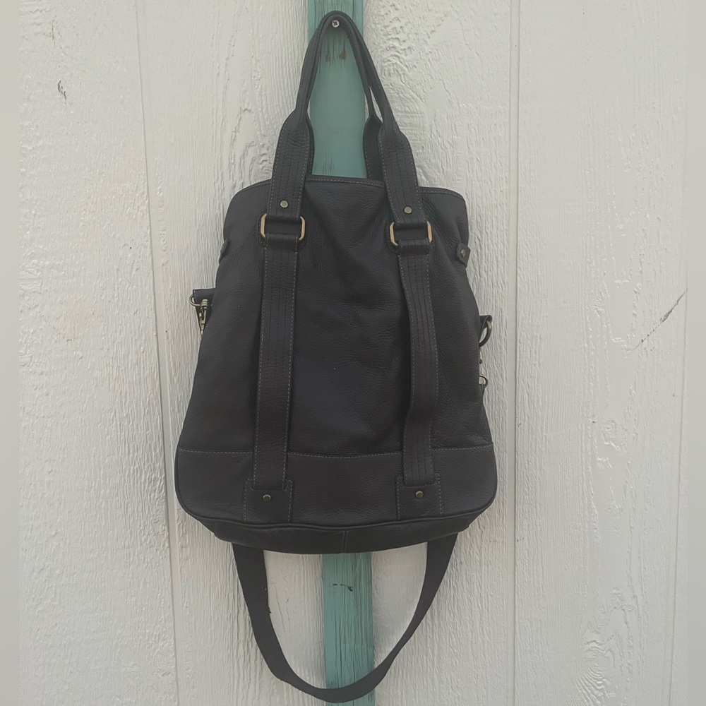 VTG Tommy Hilfiger Y2K Brown Pebbled Leather Heavy Hardware Tote Bag Satchel